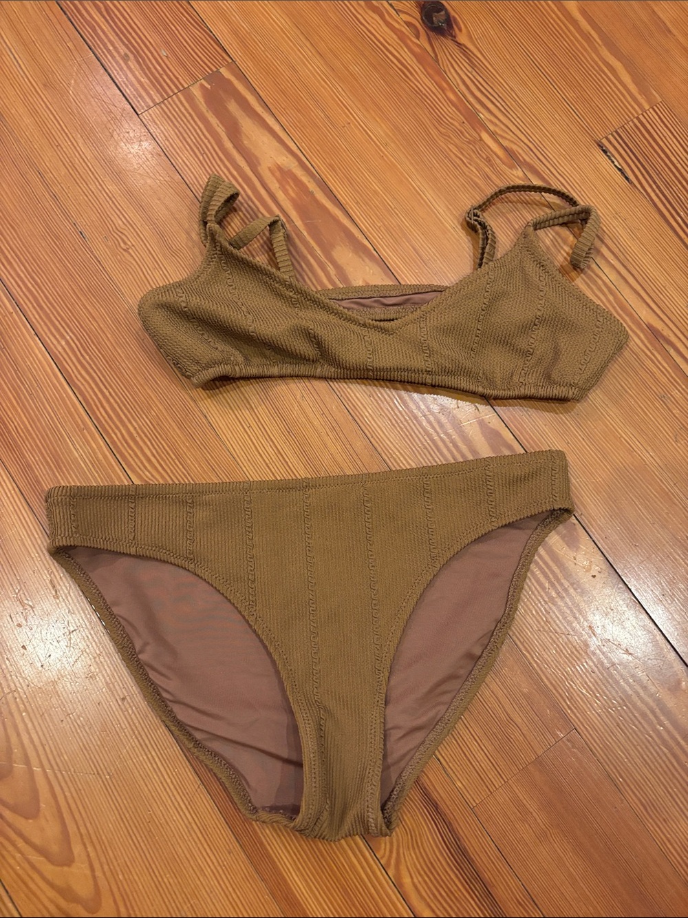aerie Olive Ribbed Two-Piece Bikini Set